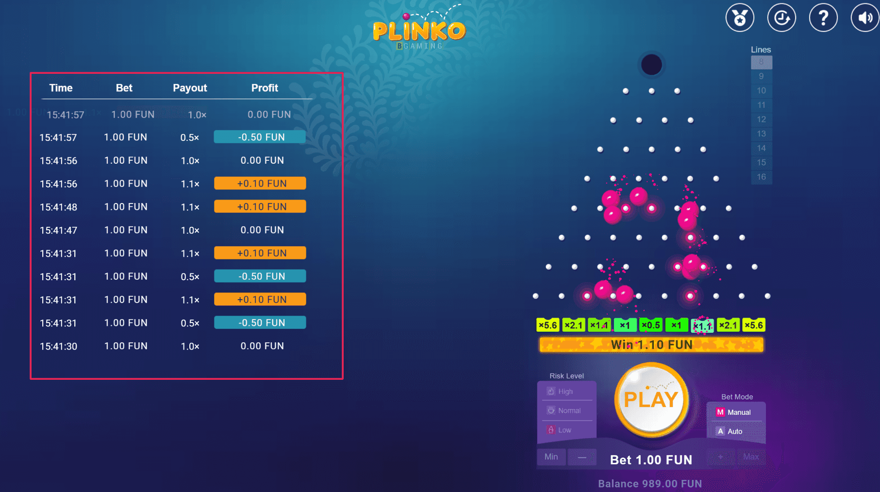 Gewinne in Plinko kassieren